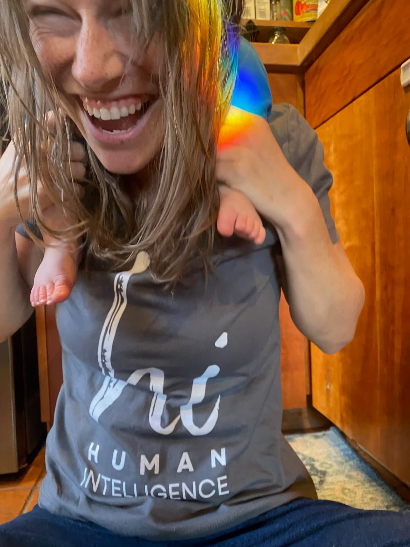 Momma Cecelia and baby Herbie — humans having fun in the foothills of Colorado