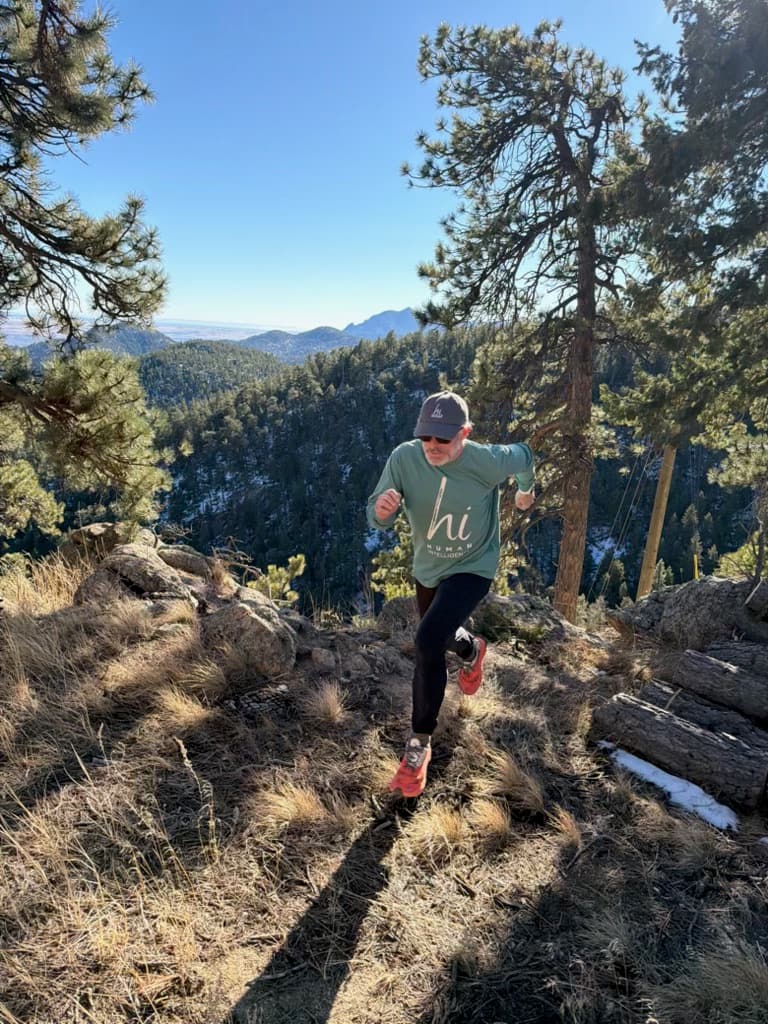 Jean trail running in Colorado